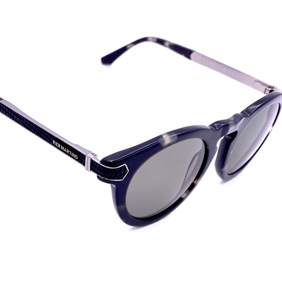 Pier Martino Sunglasses Black Marble Acetate & Leather Temples #8321-6 New HTF - Picture 8 of 14